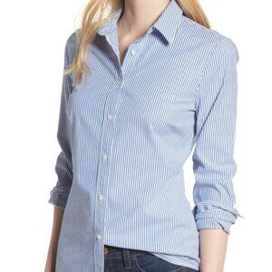 EUC J. Crew Slim Perfect Shirt Striped Blue White Size Medium